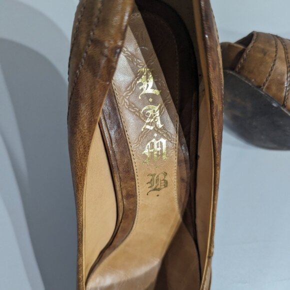 L.A.M.B brown leather peeptoe stilletto - Picture 5 of 12